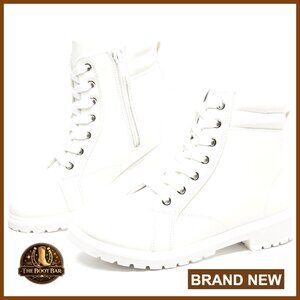 Faux Leather Ankle Boots with Faux Fur Lining Waterproof Winter Snow Boots